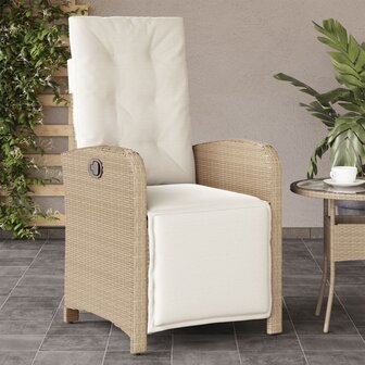 Tuinstoel verstelbaar met voetensteun poly rattan beige 1