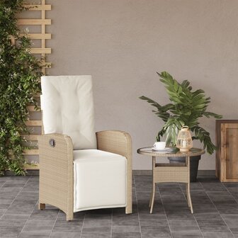 Tuinstoel verstelbaar met voetensteun poly rattan beige 3