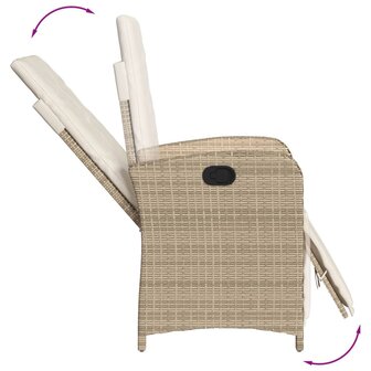 Tuinstoel verstelbaar met voetensteun poly rattan beige 7