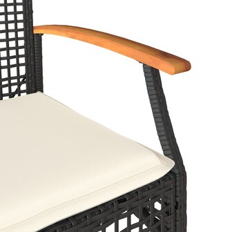 Tuinstoelen 2 st met kussens poly rattan en acaciahout zwart 9