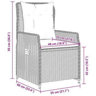 Tuinstoelen 2 st verstelbaar poly rattan grijs 10