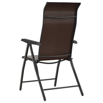 Tuinstoelen 2 st inklapbaar poly rattan bruin 7