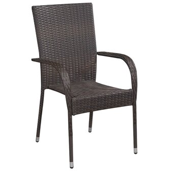 Tuinstoelen stapelbaar 2 st poly rattan bruin 2