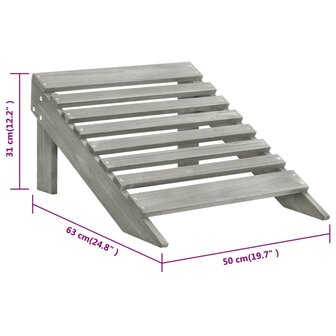 Tuinstoel met voetenbank hout grijs 9