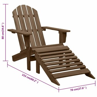 Tuinstoel met voetenbank hout bruin 8