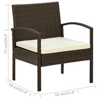 Tuinstoel met kussen poly rattan bruin 7