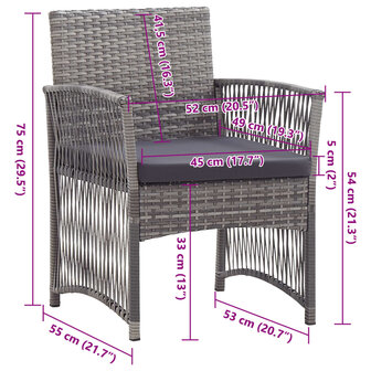 Tuinstoelen met kussens 2 st poly rattan antraciet 8