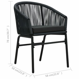 Tuinstoelen 2 st PE-rattan zwart 9