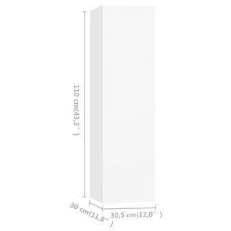 Tv-meubelen 4 st 30,5x30x110 cm bewerkt hout wit 5