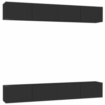 Tv-meubelen 4 st 100x30x30 cm bewerkt hout zwart 2