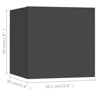 Tv-wandmeubelen 8 st 30,5x30x30 cm grijs 5