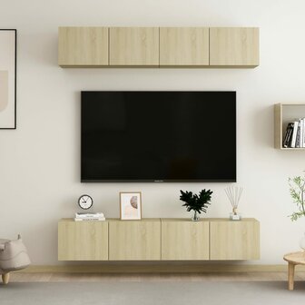 Tv-meubelen 4 st 80x30x30 cm spaanplaat sonoma eikenkleurig 1