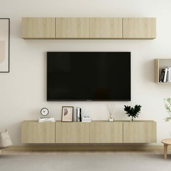 Tv-meubelen 4 st 100x30x30 cm bewerkt hout sonoma eikenkleurig 1