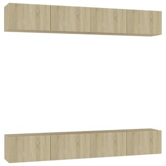 Tv-meubelen 4 st 100x30x30 cm bewerkt hout sonoma eikenkleurig 2