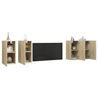 Tv-meubelen 4 st 30,5x30x60 cm bewerkt hout sonoma eikenkleurig 3