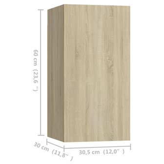 Tv-meubelen 4 st 30,5x30x60 cm bewerkt hout sonoma eikenkleurig 5