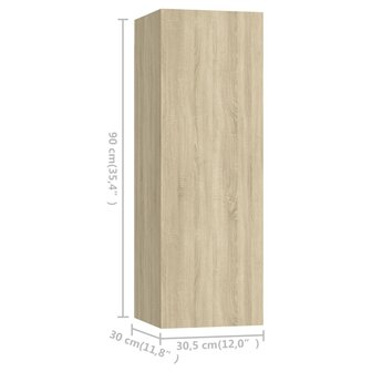 Tv-meubelen 4 st 30,5x30x90 cm bewerkt hout sonoma eikenkleurig 5