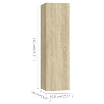 Tv-meubelen 4 st 30,5x30x110cm bewerkt hout sonoma eikenkleurig 5