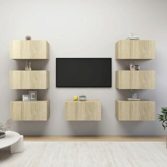 Tv-meubelen 7 st 30,5x30x60 cm bewerkt hout sonoma eikenkleurig 1