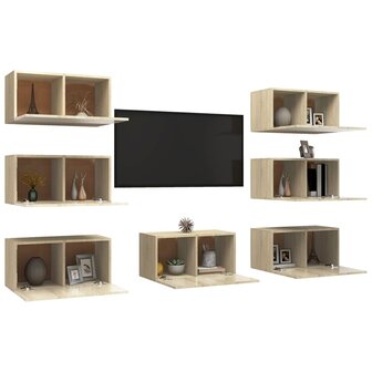 Tv-meubelen 7 st 30,5x30x60 cm bewerkt hout sonoma eikenkleurig 3