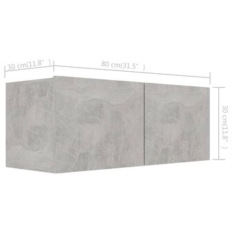 Tv-meubelen 4 st 80x30x30 cm bewerkt hout betongrijs 8