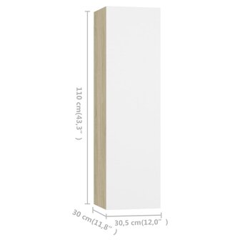 Tv-meubelen 4st 30,5x30x110cm bewerkt hout wit eikenkleur 5