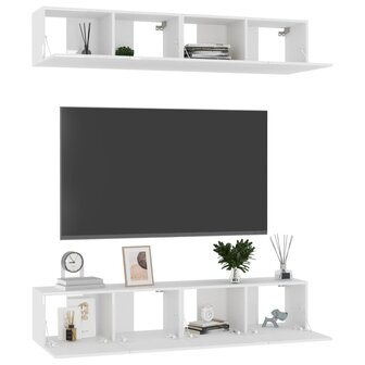 Tv-meubelen 4 st 80x30x30 cm bewerkt hout hoogglans wit 3