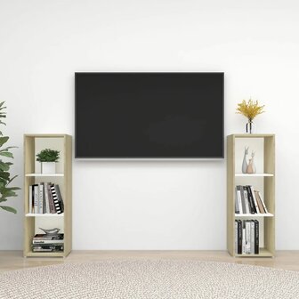 Tv-meubelen 2 st 107x35x37 cm bewerkt houtwit sonoma eikenkleur 1