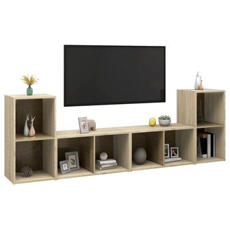 Tv-meubelen 4 st 72x35x36,5 cm bewerkt hout sonoma eikenkleurig 3