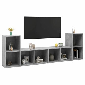 Tv-meubelen 4 st 72x35x36,5 cm bewerkt hout betongrijs 3