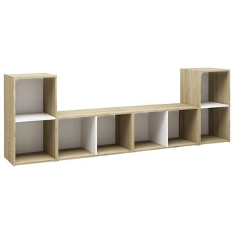 Tv-meubelen 4 st 72x35x36,5 cm bewerkt hout wit sonoma eiken 2