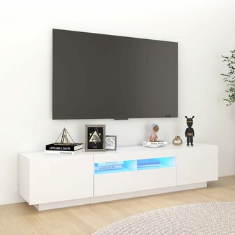 Tv-meubel met LED-verlichting 180x35x40 cm wit 1