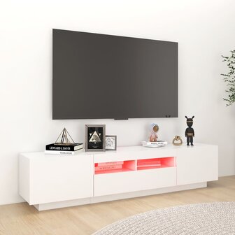 Tv-meubel met LED-verlichting 180x35x40 cm wit 3