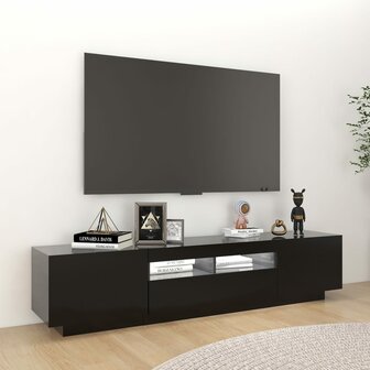 Tv-meubel met LED-verlichting 180x35x40 cm zwart 3