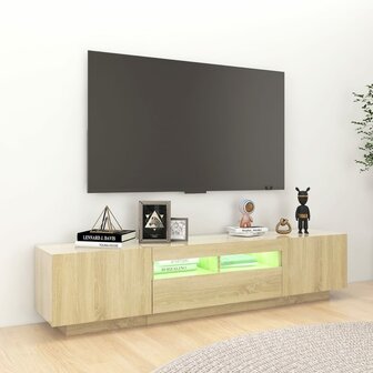 Tv-meubel met LED-verlichting 180x35x40 cm sonoma eikenkleurig 3