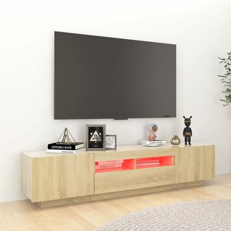 Tv-meubel met LED-verlichting 180x35x40 cm sonoma eikenkleurig 4