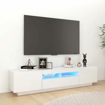 Tv-meubel met LED-verlichting 180x35x40 cm hoogglans wit 1