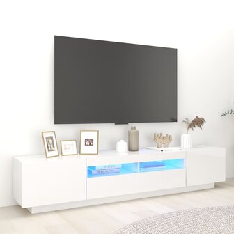 Tv-meubel met LED-verlichting 200x35x40 cm hoogglans wit 1