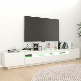 Tv-meubel met LED-verlichting 260x35x40 cm wit 4