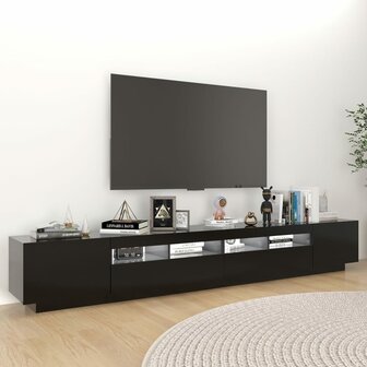 Tv-meubel met LED-verlichting 260x35x40 cm zwart 3