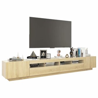 Tv-meubel met LED-verlichting 260x35x40 cm sonoma eikenkleurig 6