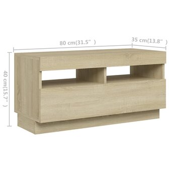 Tv-meubel met LED-verlichting 260x35x40 cm sonoma eikenkleurig 9