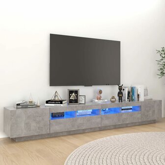 Tv-meubel met LED-verlichting 260x35x40 cm betongrijs 1