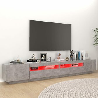 Tv-meubel met LED-verlichting 260x35x40 cm betongrijs 4