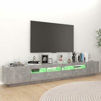 Tv-meubel met LED-verlichting 260x35x40 cm betongrijs 5