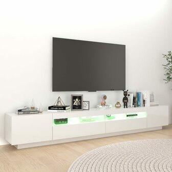 Tv-meubel met LED-verlichting 260x35x40 cm hoogglans wit 3