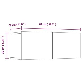 Tv-meubelen 4 st 80x30x30 cm bewerkt hout zwart 12