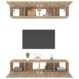 Tv-meubelen 4 st 80x30x30 cm bewerkt hout sonoma eikenkleurig 5