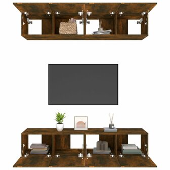 Tv-meubelen 4 st 80x30x30 cm bewerkt hout gerookt eikenkleur 5