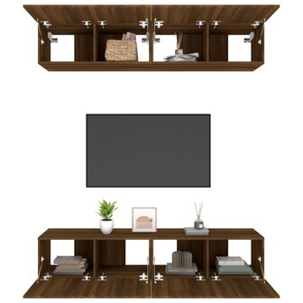 Tv-meubelen 4 st 80x30x30 cm bewerkt hout bruin eikenkleur 5